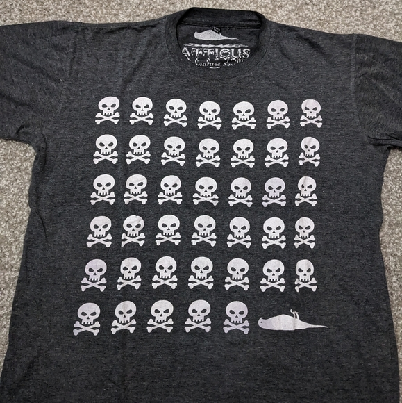 Atticus Blink 182 skulls grey crewneck cotton tee shirt - Picture 2 of 10